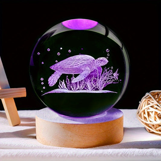 3D Sea Turtle Crystal Ball LED Night Light - Ocean Lover's Gift - The Cool Collective AU