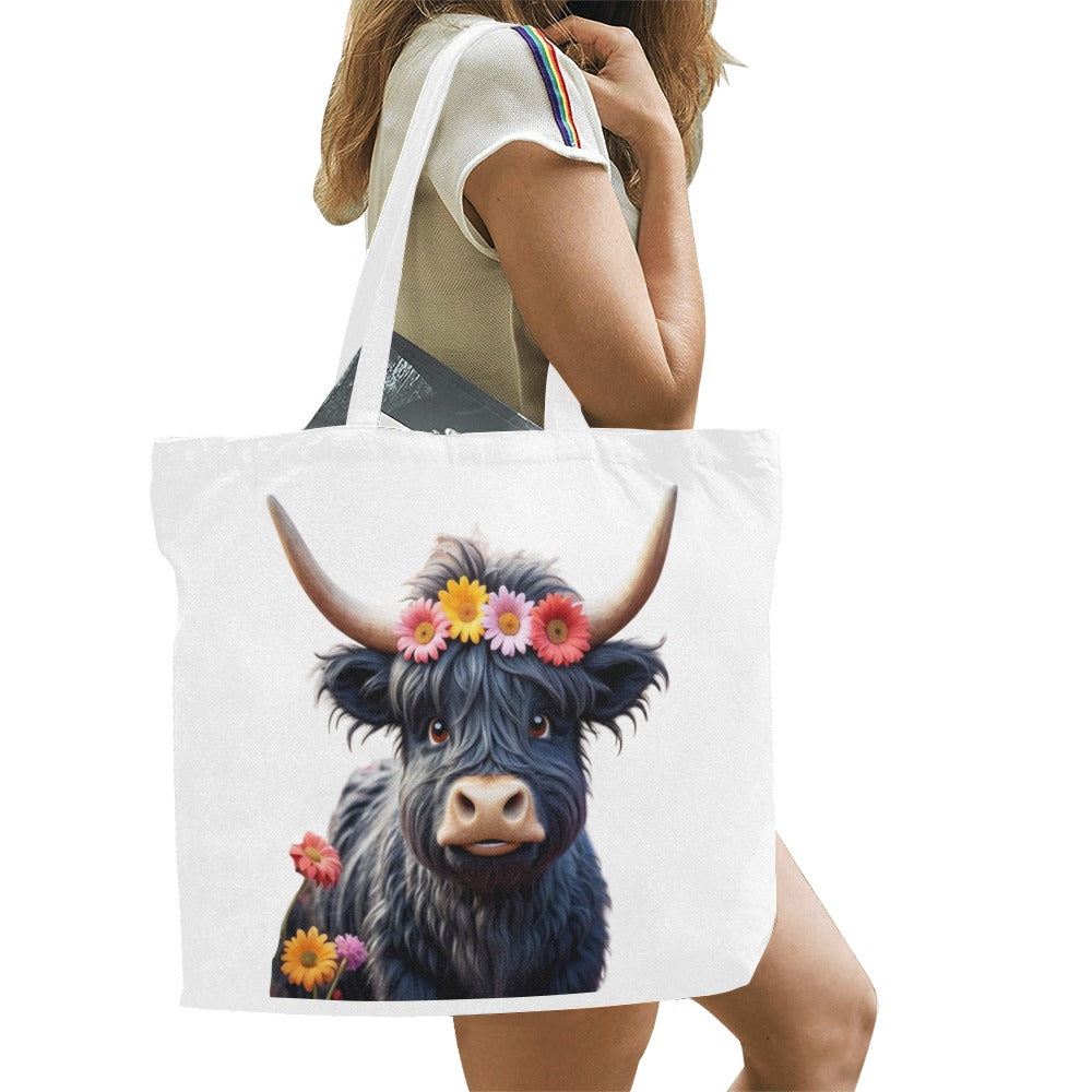 Highland Cow Canvas Tote Bag/Large - The Cool Collective AU