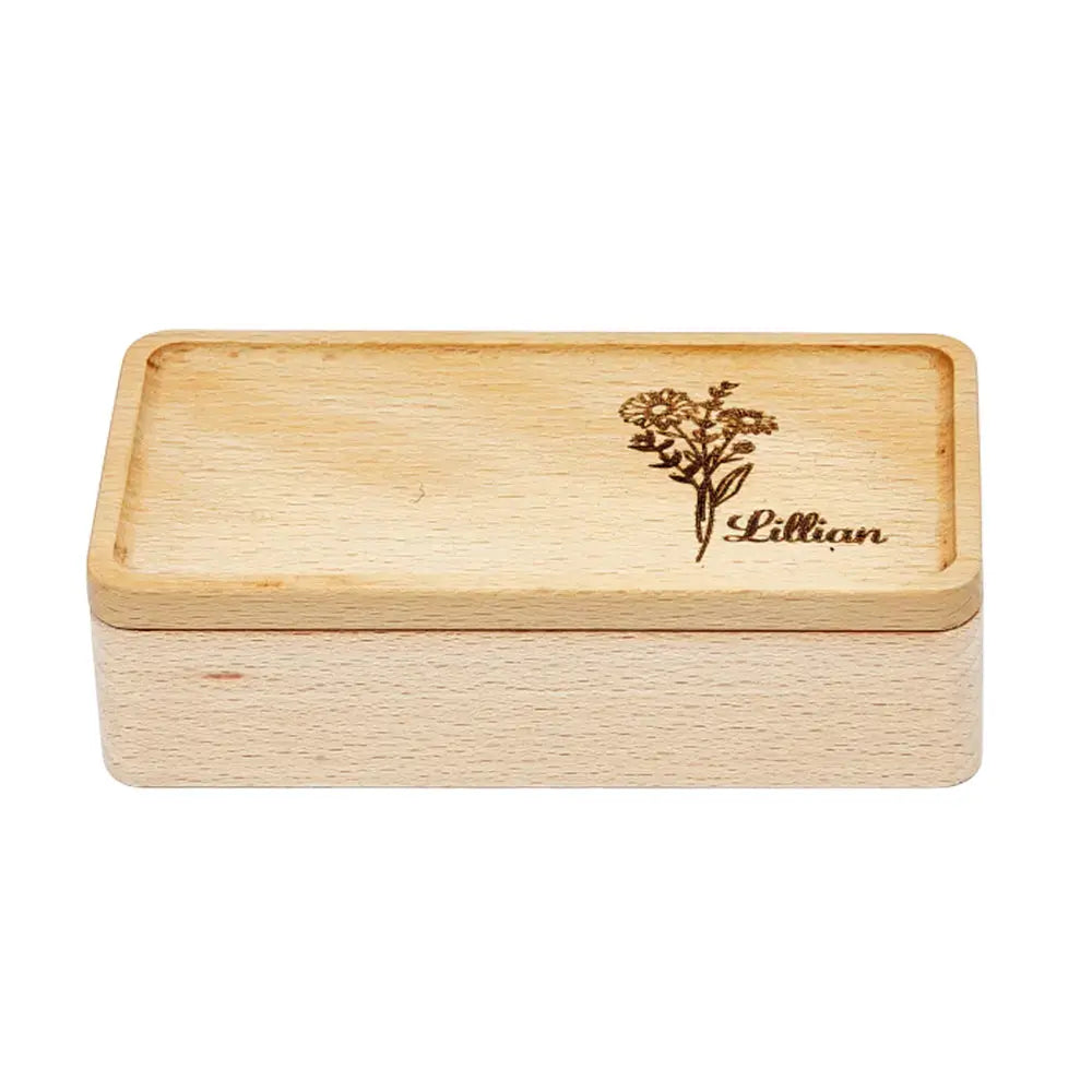 Personalised Birth Flower Jewellery Box – Gift for Her