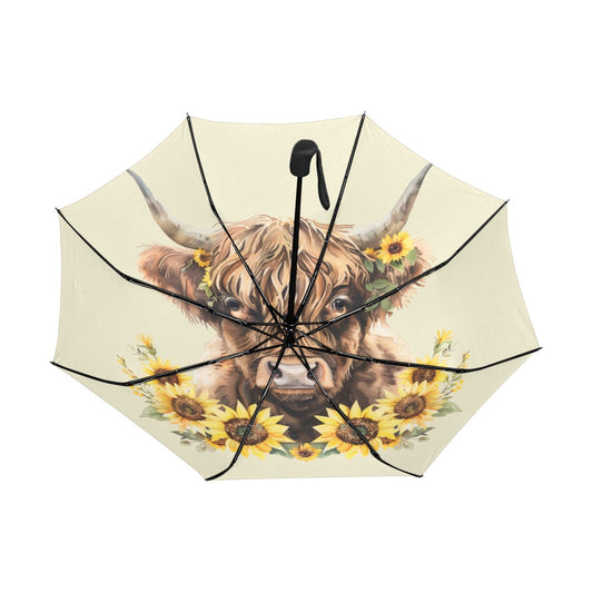 Sunshine Highland Cow Anti-UV Auto-Foldable Umbrella - The Cool Collective AU