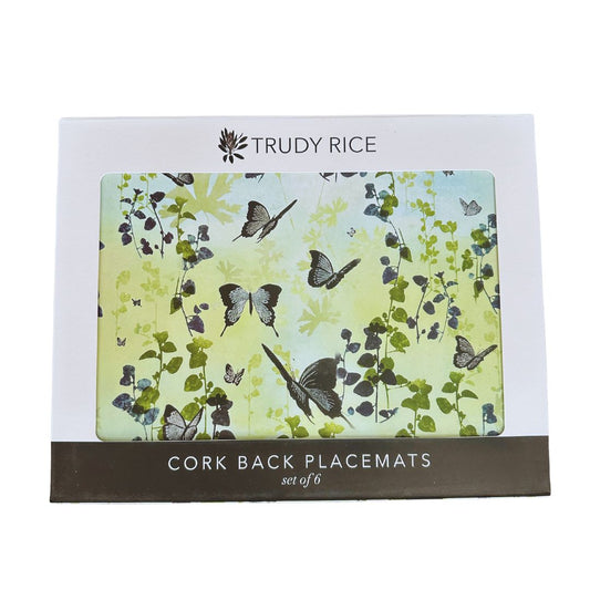 Trudy Rice 'Butterfly' Inspired 6-Piece Cork-Backed Placemat Set CLEARANCE
