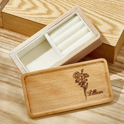 Personalised Birth Flower Jewellery Box – Gift for Her
