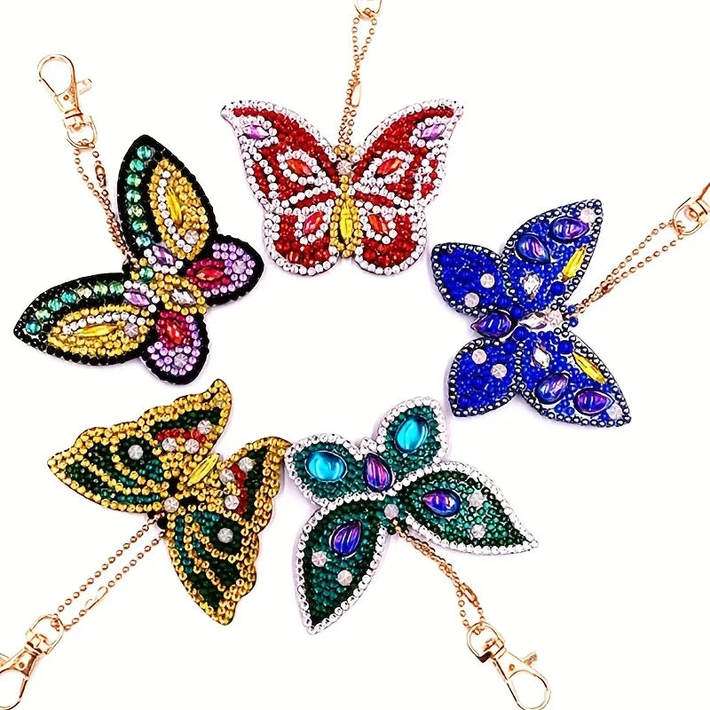 DIY 5-Piece Diamond Painting Butterfly Keychain Kit – Perfect Gift Set - The Cool Collective AU