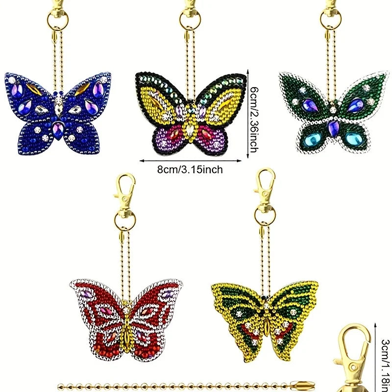 DIY 5-Piece Diamond Painting Butterfly Keychain Kit – Perfect Gift Set - The Cool Collective AU