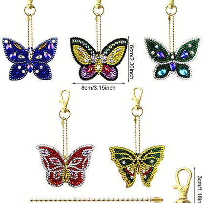 DIY 5-Piece Diamond Painting Butterfly Keychain Kit – Perfect Gift Set - The Cool Collective AU