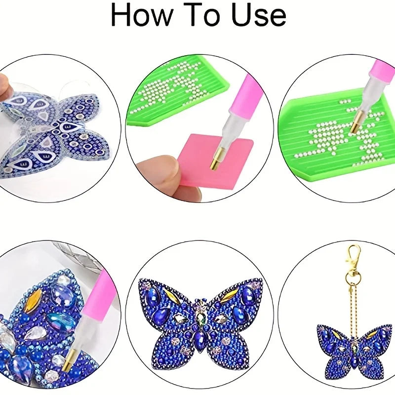 DIY 5-Piece Diamond Painting Butterfly Keychain Kit – Perfect Gift Set - The Cool Collective AU