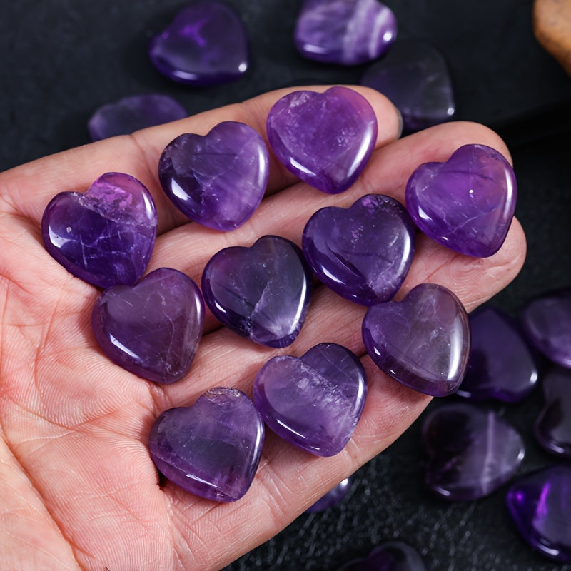 5 x Natural Amethyst Heart Chakra Stones | Reiki & Palm Healing Crystals - The Cool Collective AU