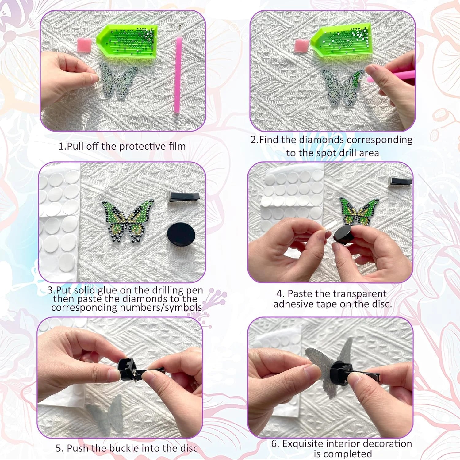 Butterfly DIY Crystal Rhinestone Car Air Outlet Clip Kit - The Cool Collective AU