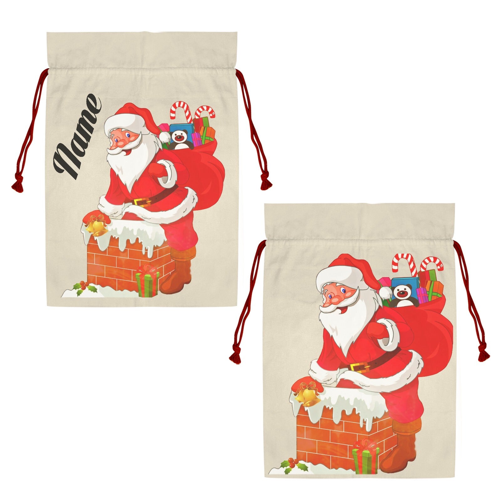 Personalised Santa Clause Santa Claus Drawstring Bag 21"x32" - The Cool Collective AU