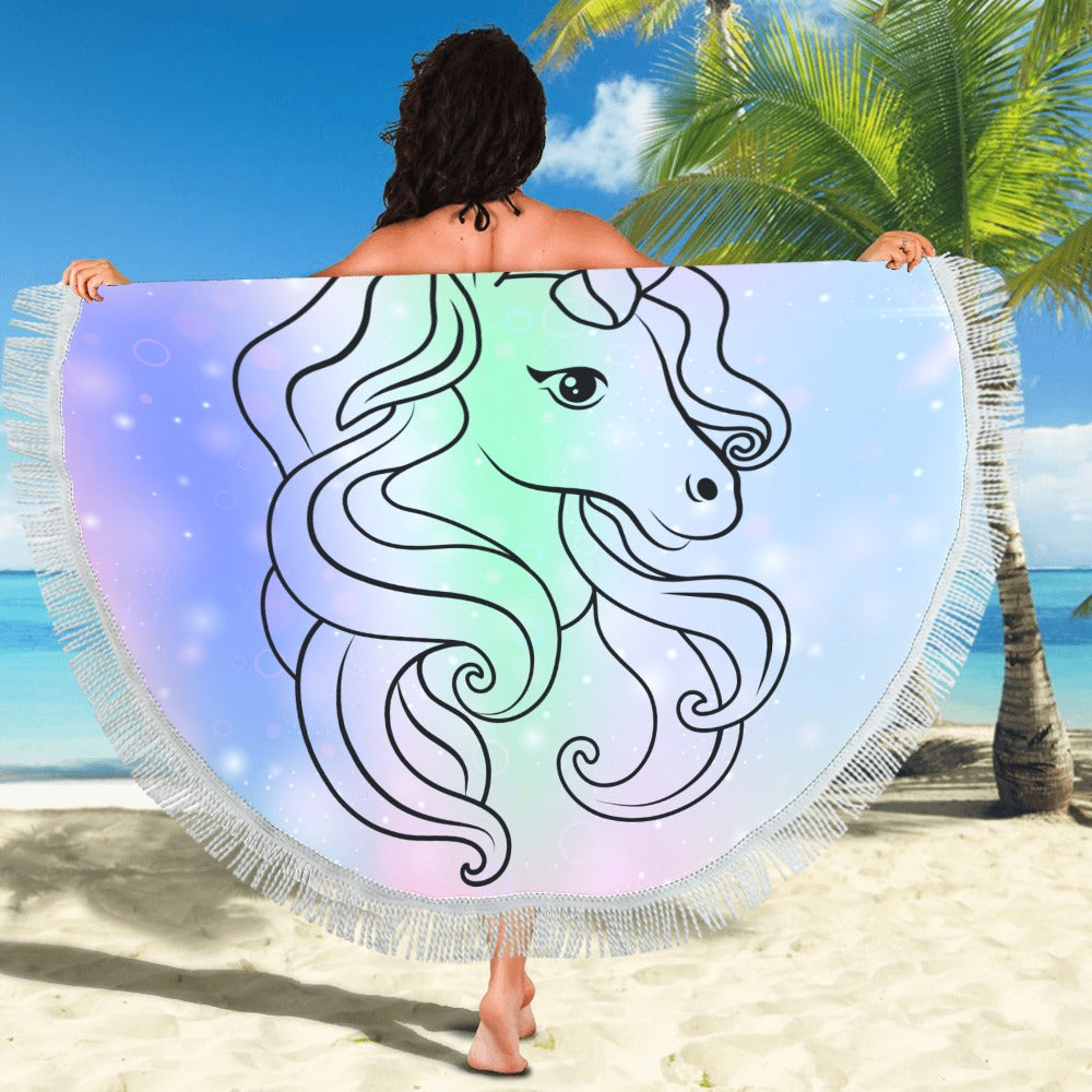 Unicorn Circular Beach Shawl 59"x 59" - The Cool Collective AU