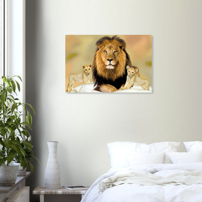 Lion & His Cubs Print - Aluminum & Wood Options - The Cool Collective AU