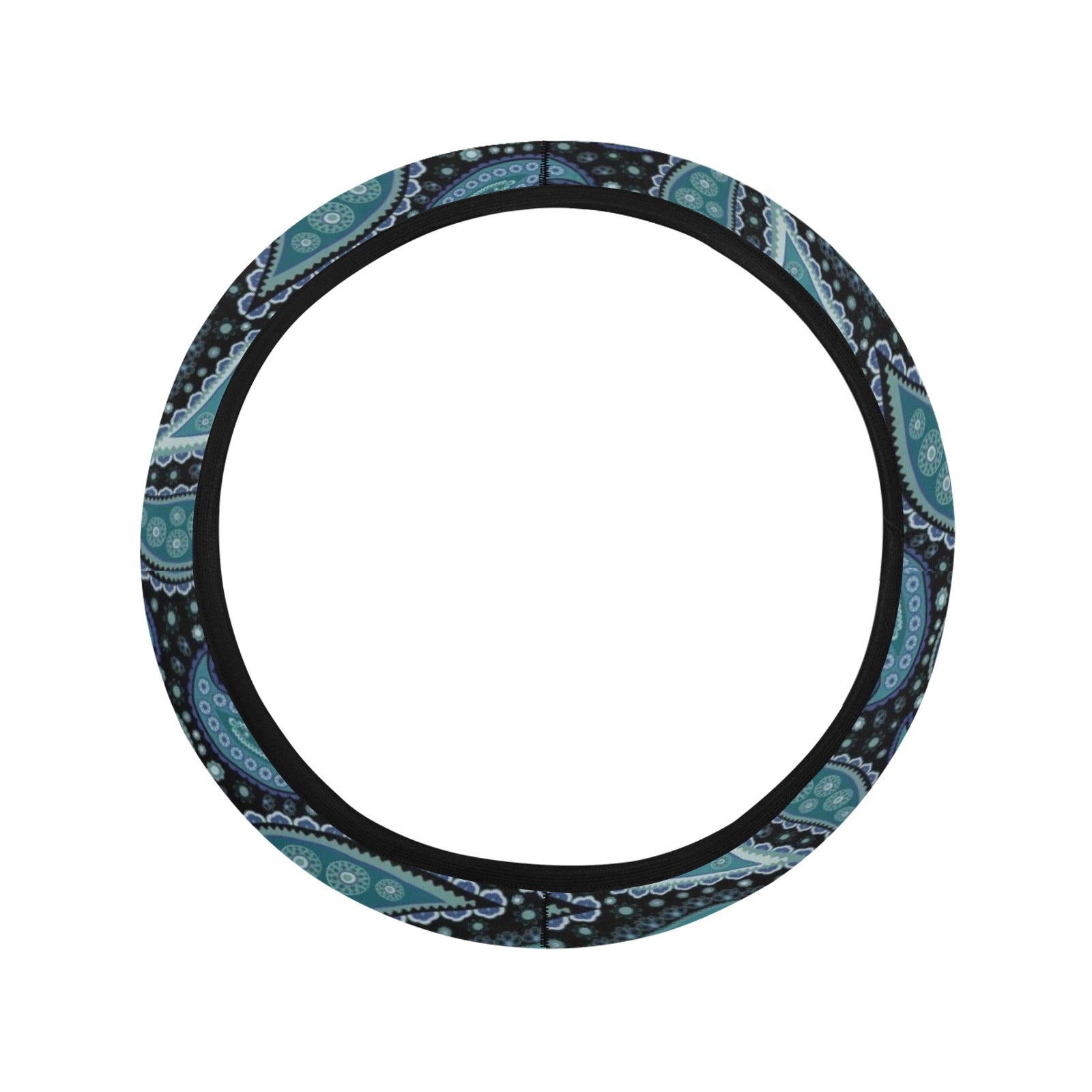 Paisley Blue Steering Wheel Cover with Elastic Edge - The Cool Collective AU