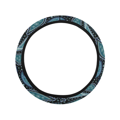 Paisley Blue Steering Wheel Cover with Elastic Edge - The Cool Collective AU