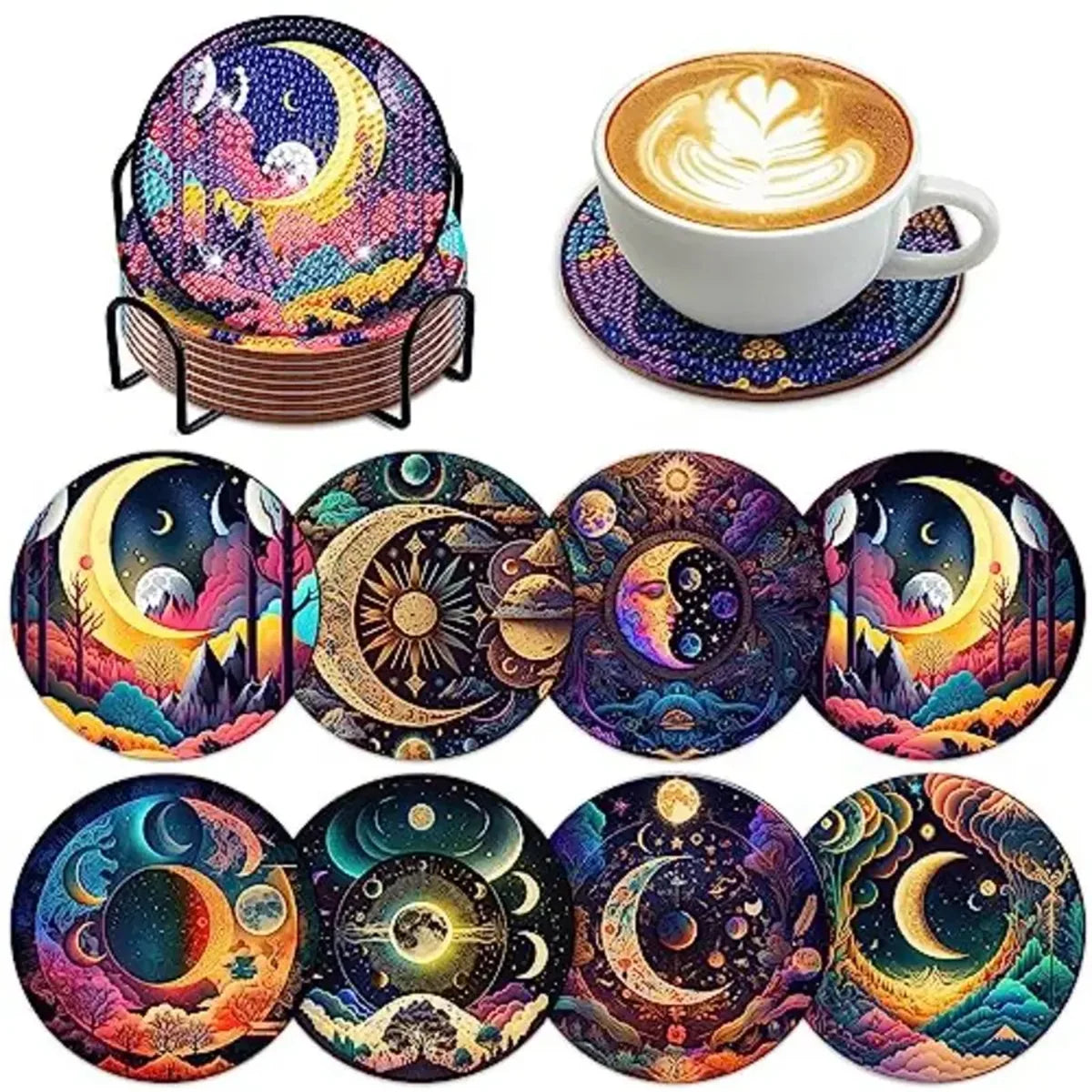 DIY Rhinestone Mosaic Drink Coaster Set - Non-slip, With Stand - The Cool Collective AU