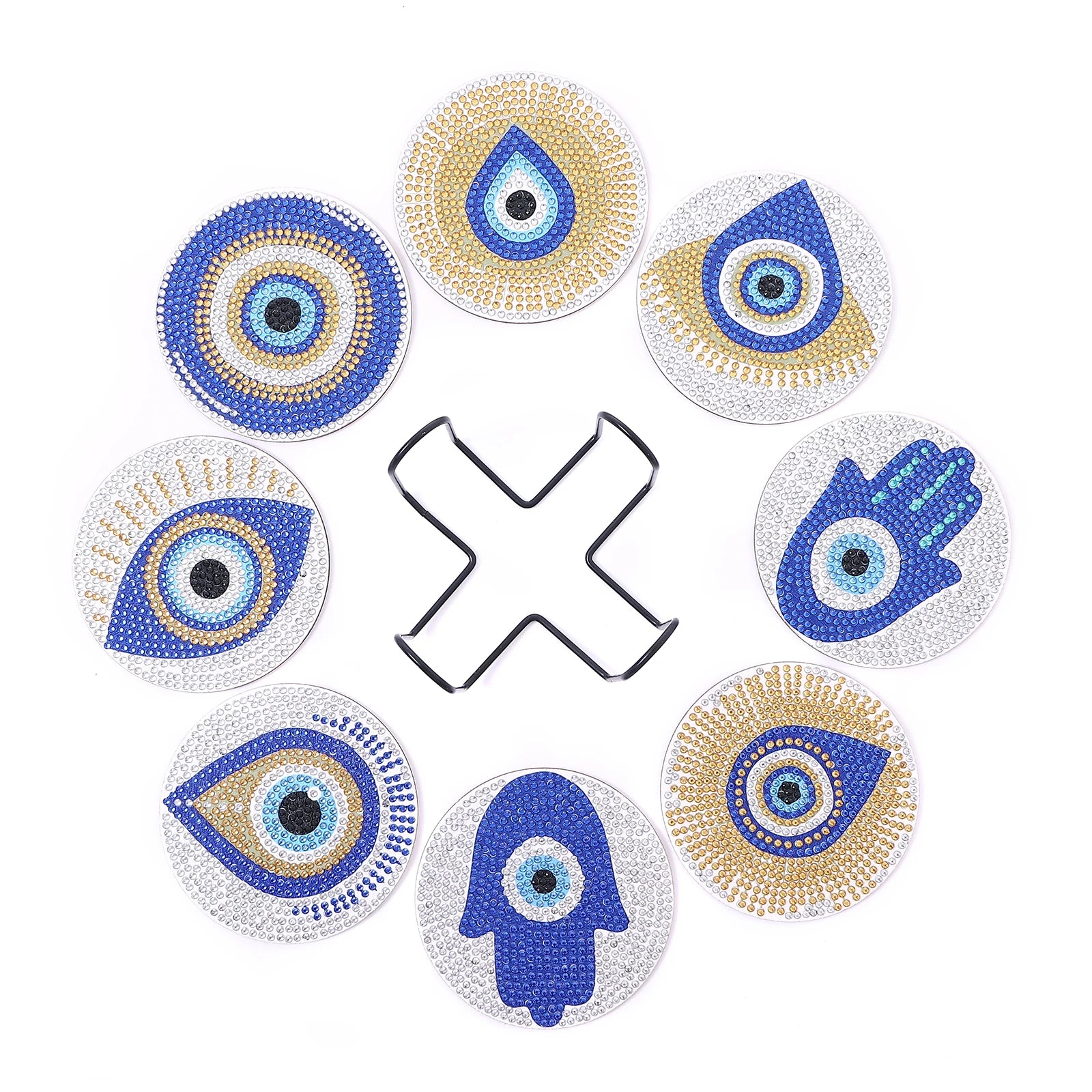Shining Diamond Eye DIY Coasters: Non-slip, Heat Insulation, 8-Piece Set - The Cool Collective AU
