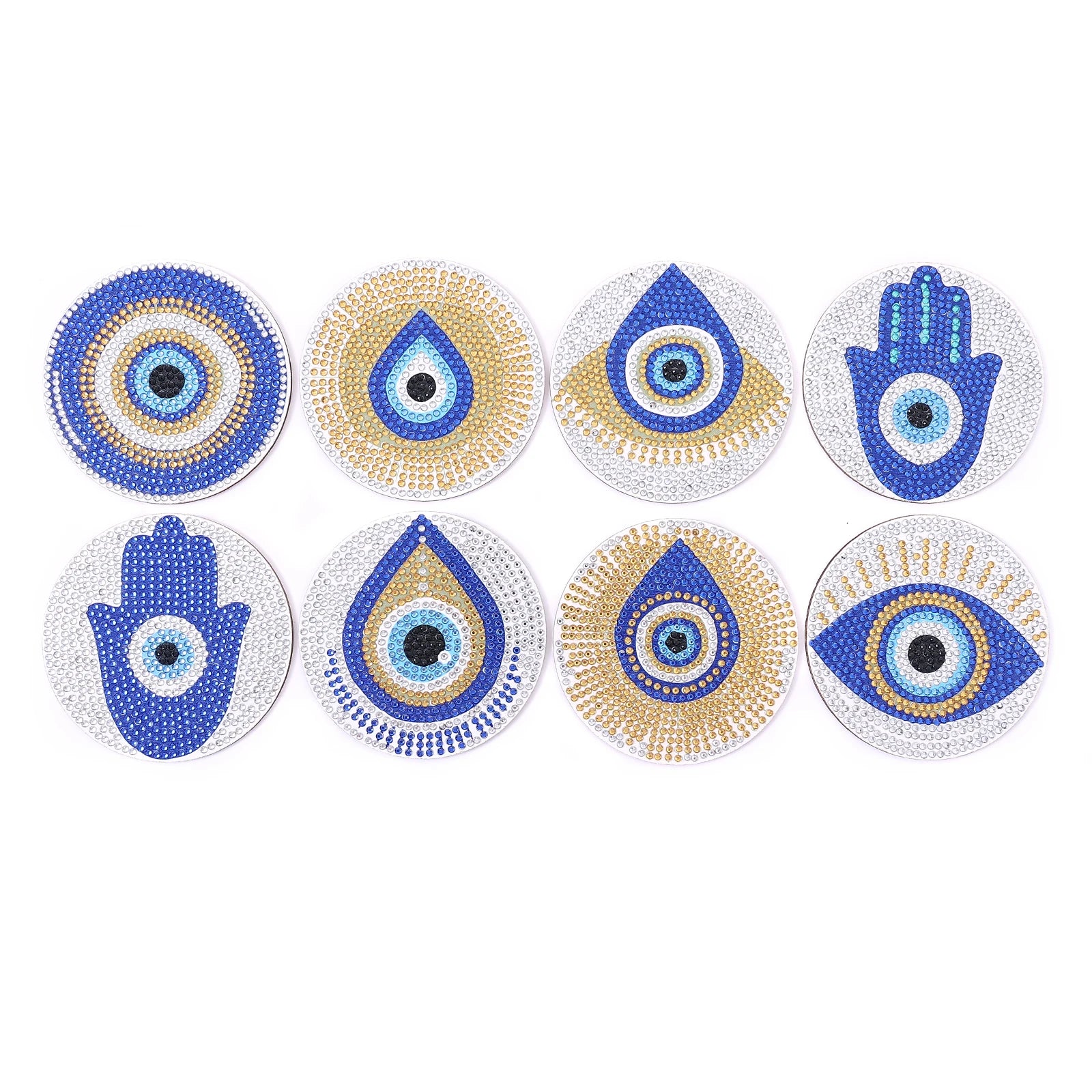 Shining Diamond Eye DIY Coasters: Non-slip, Heat Insulation, 8-Piece Set - The Cool Collective AU