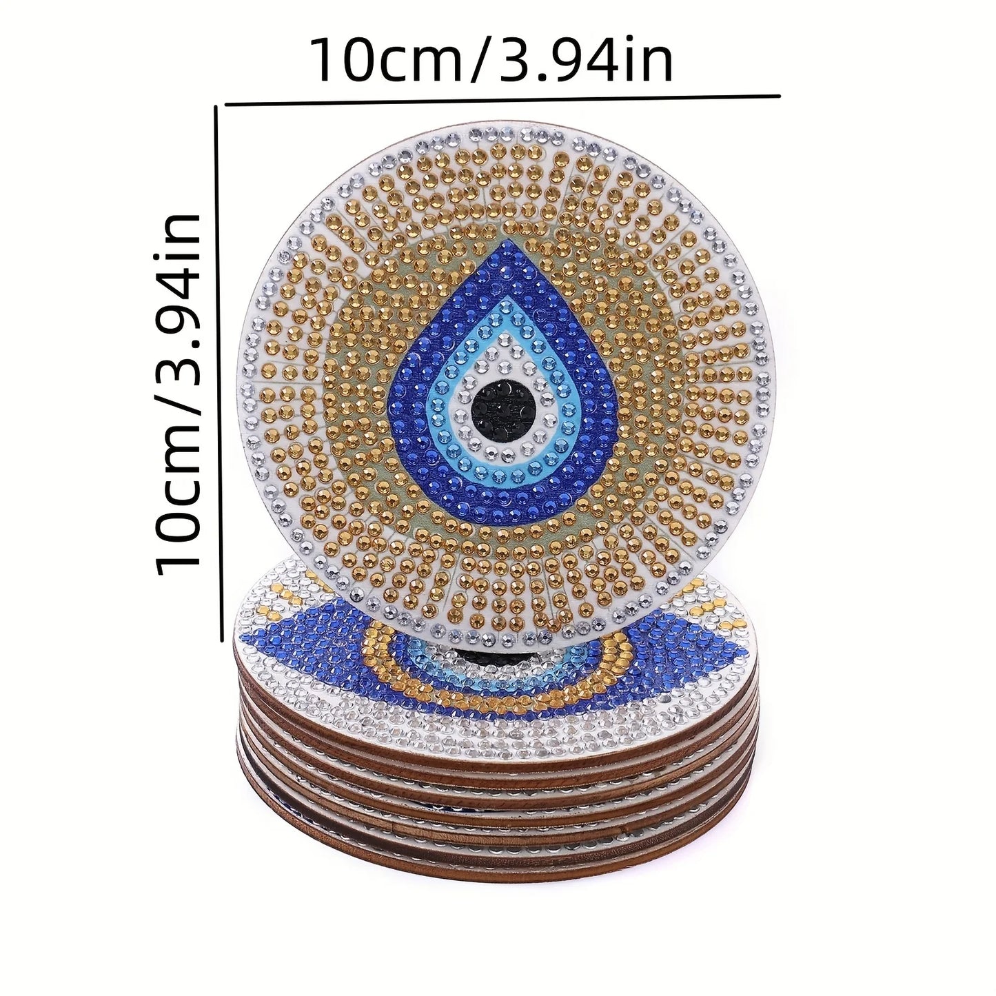Shining Diamond Eye DIY Coasters: Non-slip, Heat Insulation, 8-Piece Set - The Cool Collective AU
