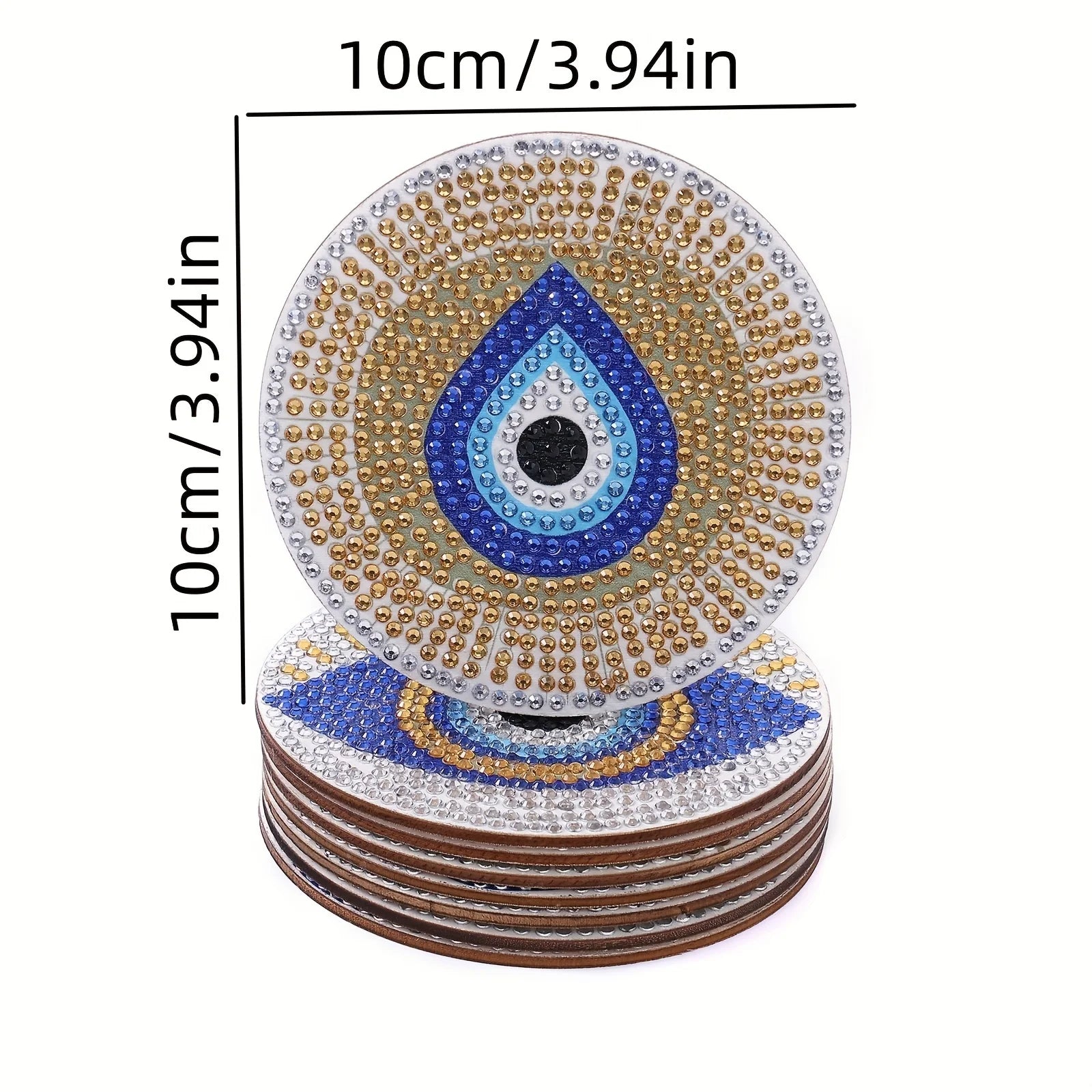 Shining Diamond Eye DIY Coasters: Non-slip, Heat Insulation, 8-Piece Set - The Cool Collective AU