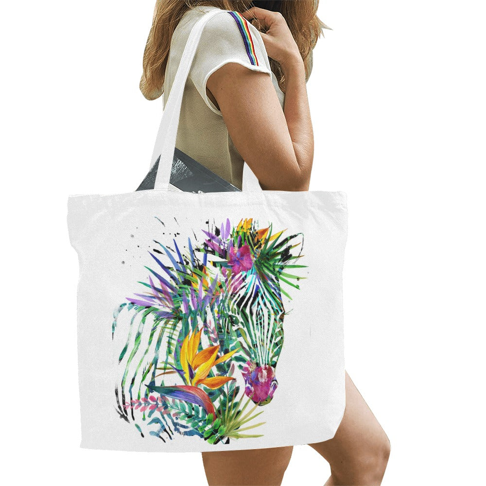 Tropical Zebra Canvas Tote Bag - Eco-Friendly & Stylish Design - The Cool Collective AU