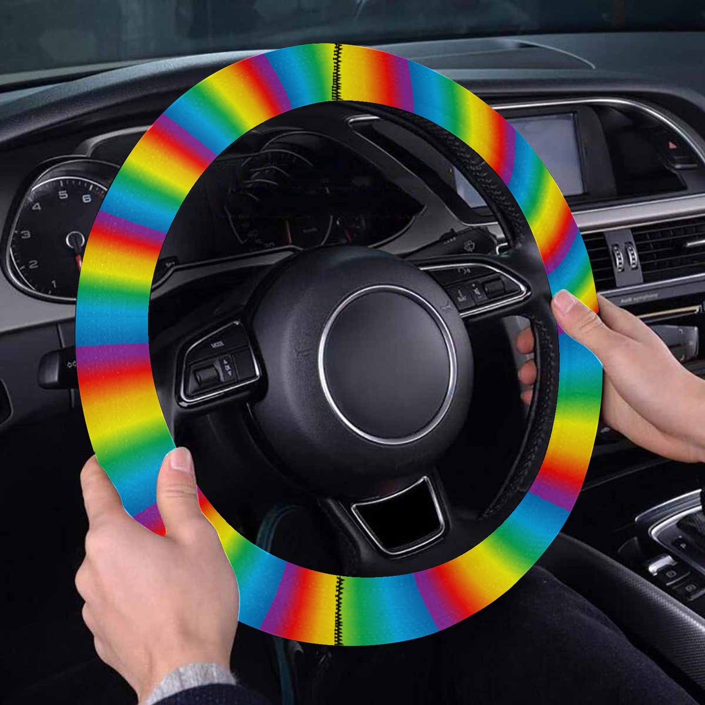 Rainbow Steering Wheel Cover with Elastic Edge - The Cool Collective AU