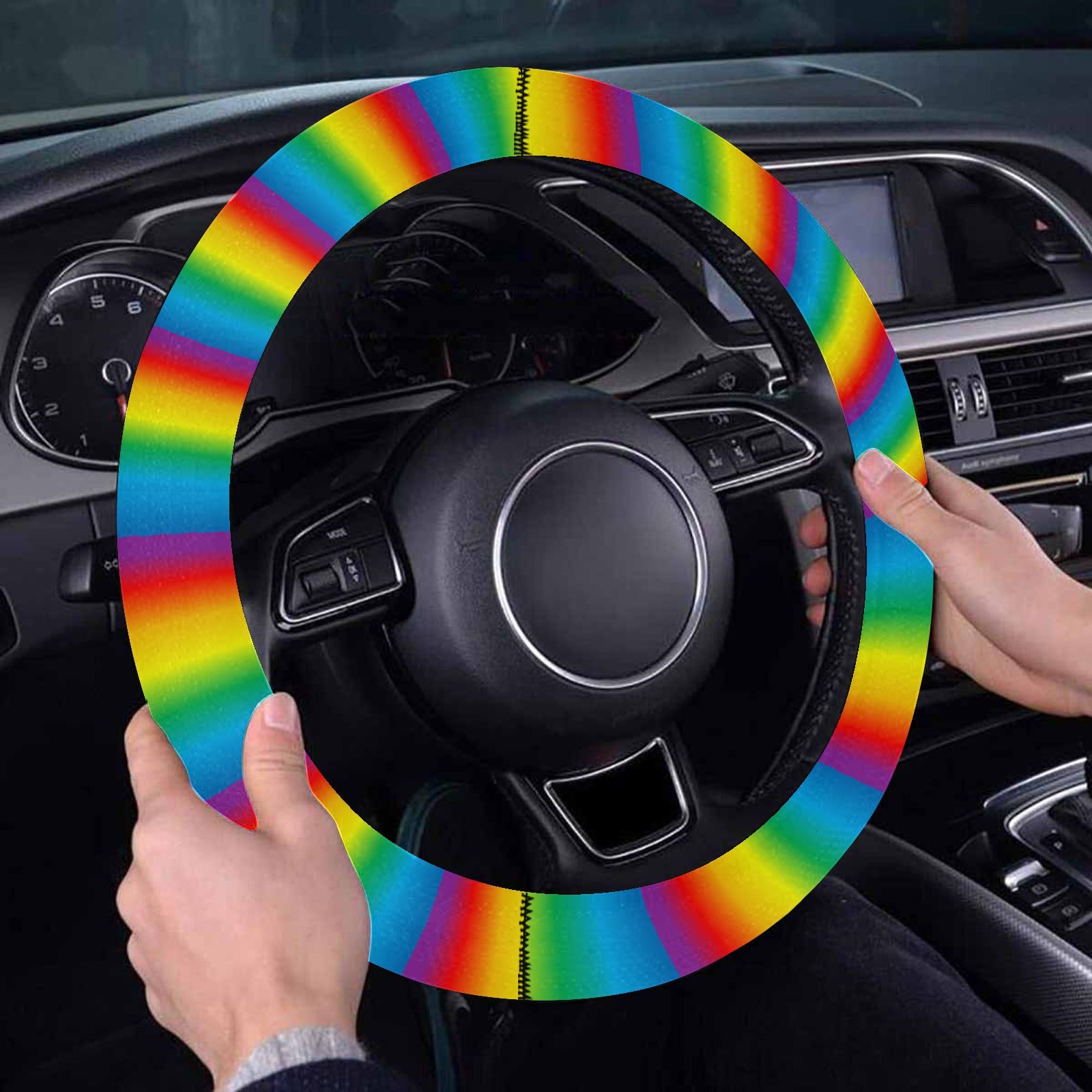 Rainbow Steering Wheel Cover with Elastic Edge - The Cool Collective AU