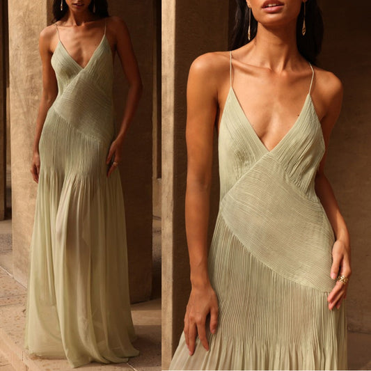 Sheer Folding Camisole Dress - Casual Loose Vacation Wear - The Cool Collective AU