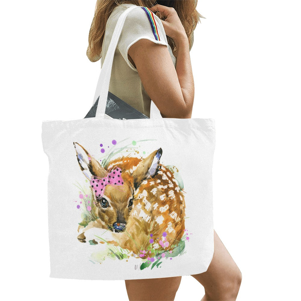 Watercolour Deer Canvas Tote Bag - The Cool Collective AU