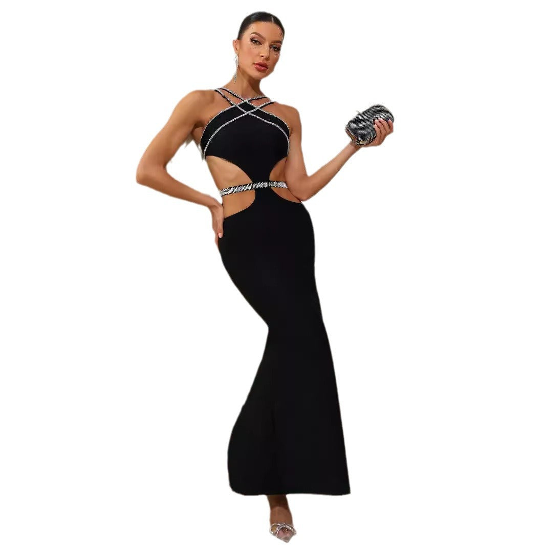 Sexy Hollow Diamond Bandage Dress with Side Exposed Waist - The Cool Collective AU
