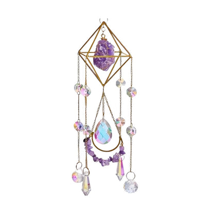Amethyst Crystal Suncatcher - Gold-Plated Hanging Window Decor - The Cool Collective AU