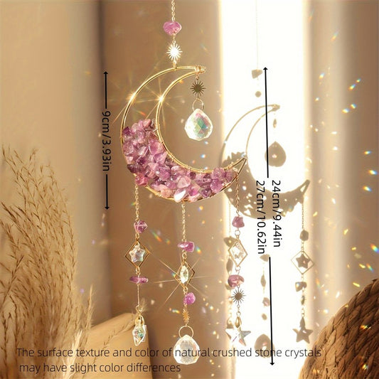Amethyst Moon Crystal Suncatcher – Rainbow Window & Garden Decor - The Cool Collective AU