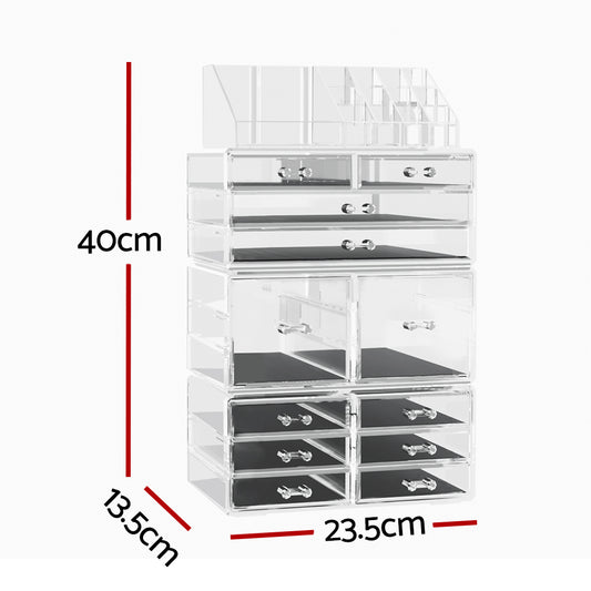 Embellir Makeup Case Acrylic Cosmetic Organizer Storage Box Jewellery Holder - The Cool Collective AU