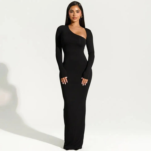 Elegant Black Evening Dress - Women's Asymmetrical Party Outfit - The Cool Collective AU