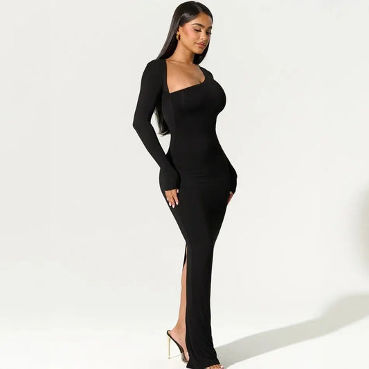 Elegant Black Evening Dress - Women's Asymmetrical Party Outfit - The Cool Collective AU