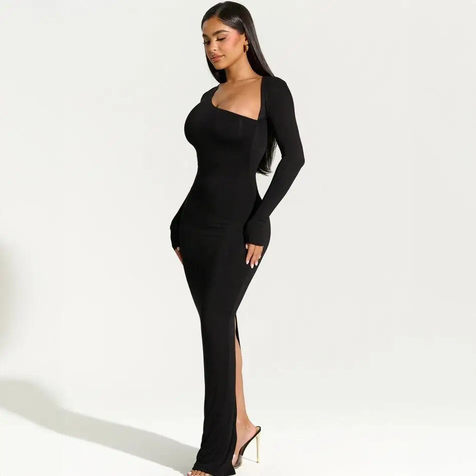 Elegant Black Evening Dress - Women's Asymmetrical Party Outfit - The Cool Collective AU