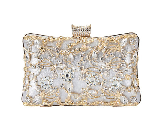 Elegant Faux Diamond Inlay Evening Clutch - Formal Handbag for Women - The Cool Collective AU