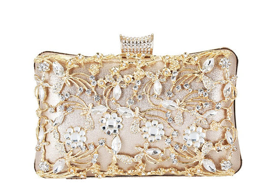 Elegant Faux Diamond Inlay Evening Clutch - Formal Handbag for Women - The Cool Collective AU