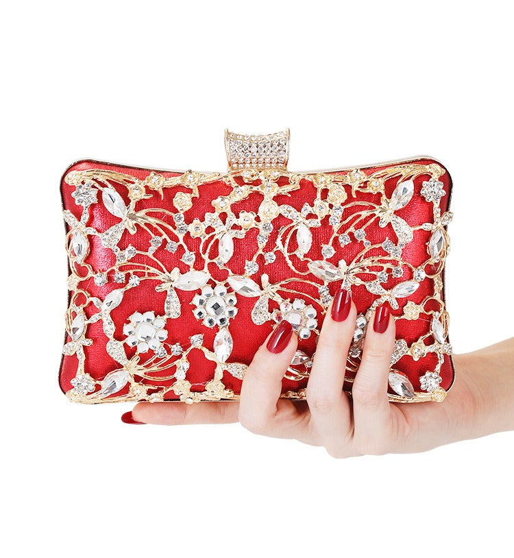Elegant Faux Diamond Inlay Evening Clutch - Formal Handbag for Women - The Cool Collective AU