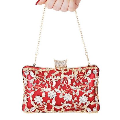 Elegant Faux Diamond Inlay Evening Clutch - Formal Handbag for Women - The Cool Collective AU