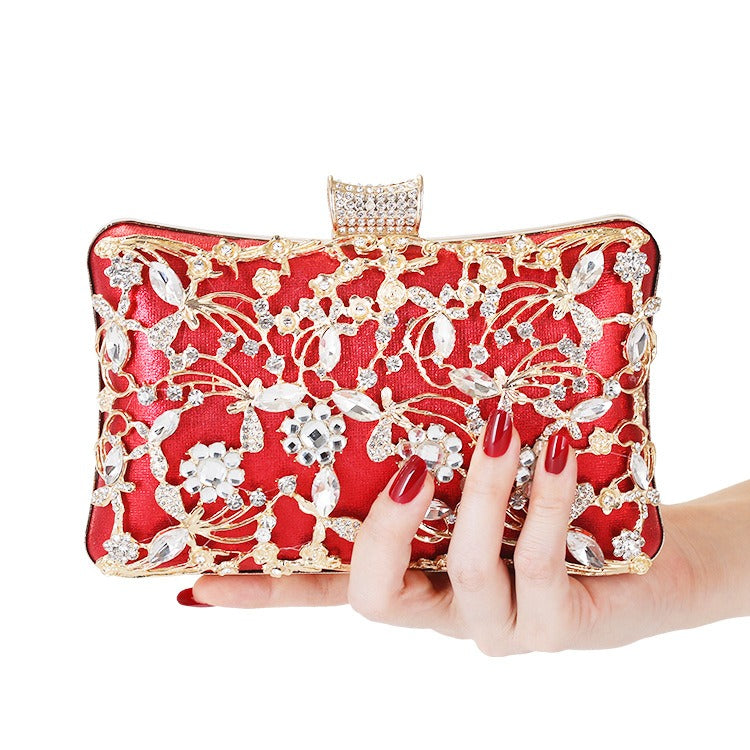 Elegant Faux Diamond Inlay Evening Clutch - Formal Handbag for Women - The Cool Collective AU