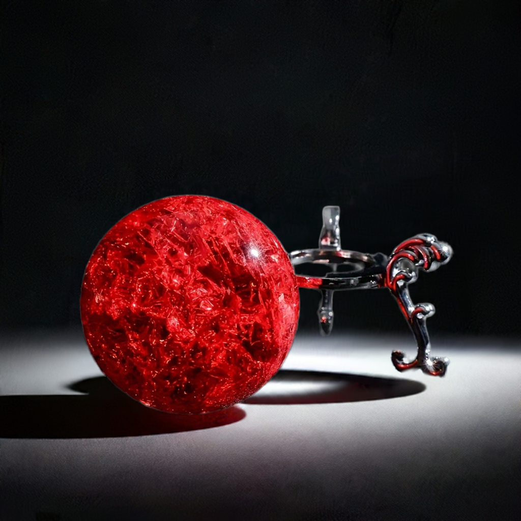 Elegant Red 60mm Crackled Crystal Ball with Stand – Home Décor Gift - The Cool Collective AU