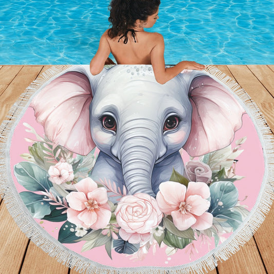 Ella the Elephant Circular Beach Shawl 59"x 59" - The Cool Collective AU