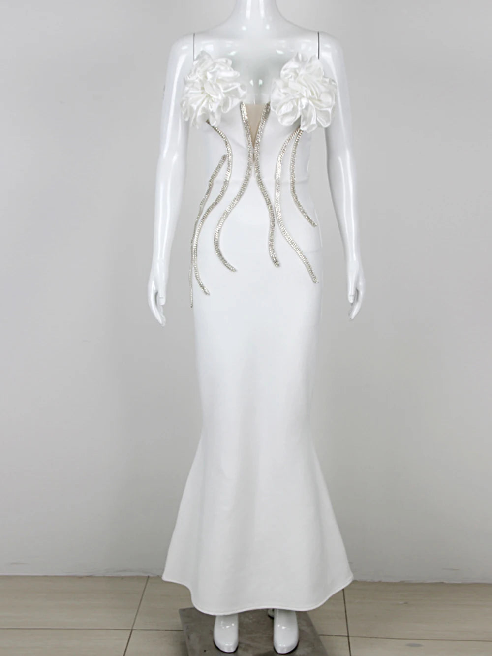 Flower chain strapless long evening dress - The Cool Collective AU