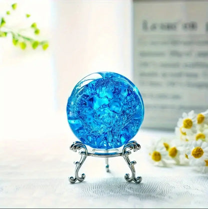 Elegant 60mm Crackled Crystal Ball with Stand – Home Décor Gift