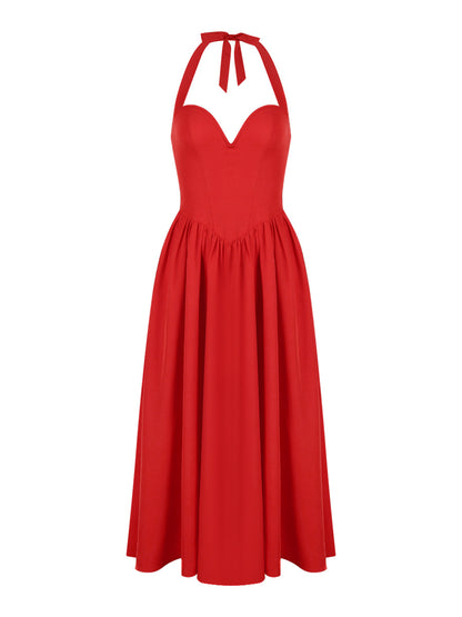 High-end European spring dress: sexy backless deep plunge halter style - The Cool Collective AU
