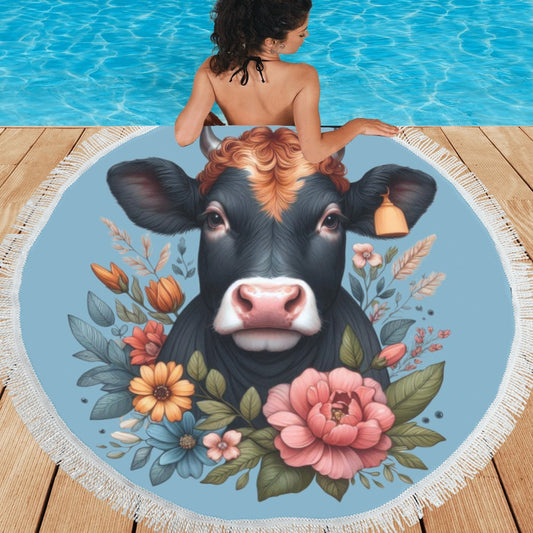 Highland Cow II Circular Beach Shawl 59"x 59" - The Cool Collective AU