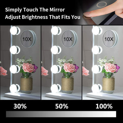 Hollywood Makeup Vanity Mirror with LED Lights and Detachable 10X Magnification Mirror (White, 62 x 51 cm) - The Cool Collective AU