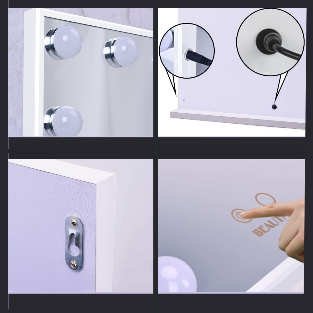 Hollywood Makeup Vanity Mirror with LED Lights and Detachable 10X Magnification Mirror (White, 62 x 51 cm) - The Cool Collective AU