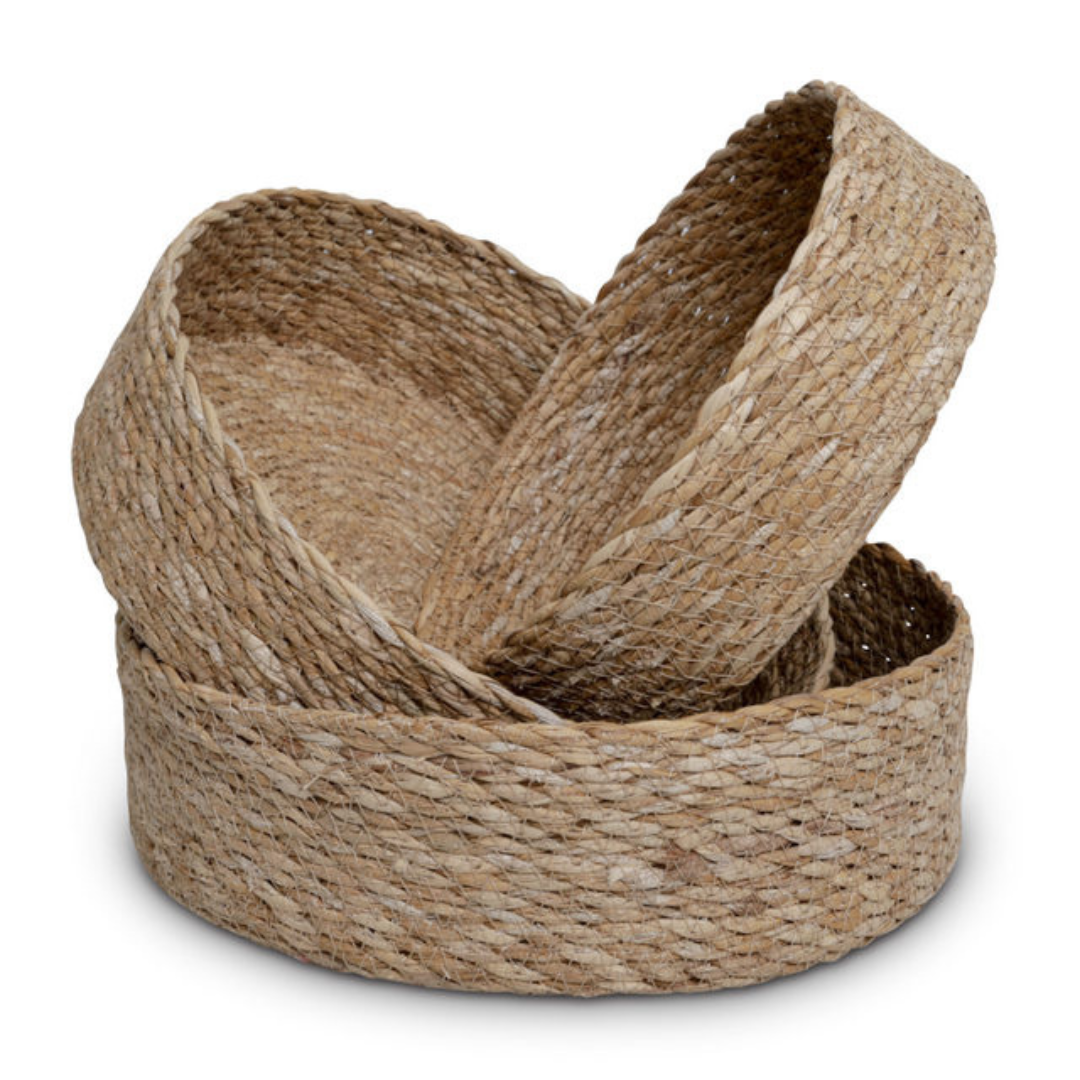 Natural Elegance: 3-Piece Seagrass Basket Set for Stylish Storage - The Cool Collective AU
