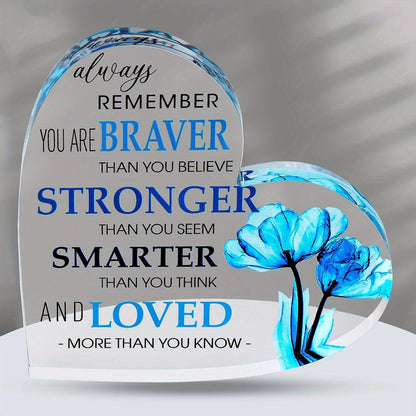 Inspirational Blue Flower Heart - Perfect Gift for Desk or Farewell - The Cool Collective AU