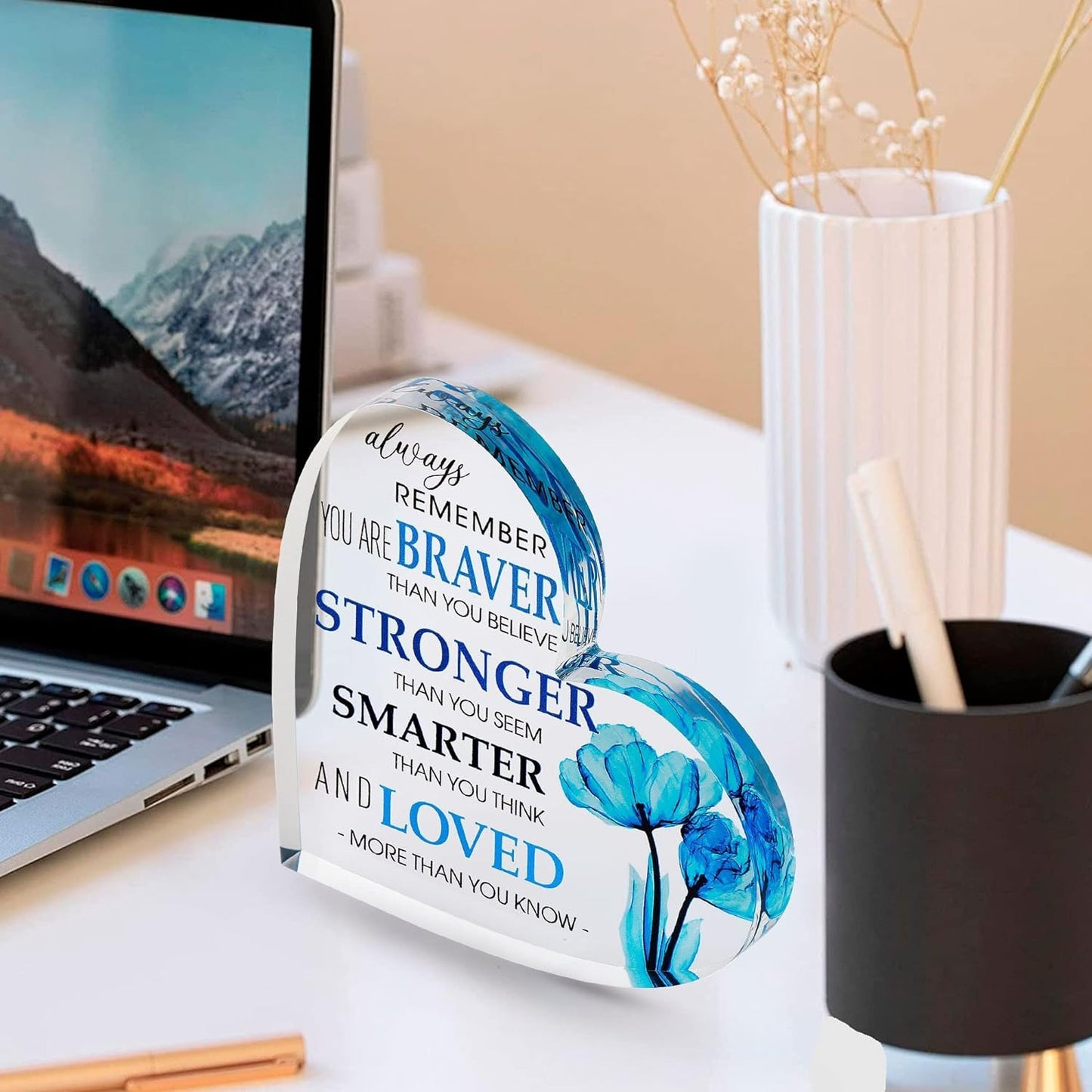 Inspirational Blue Flower Heart - Perfect Gift for Desk or Farewell - The Cool Collective AU